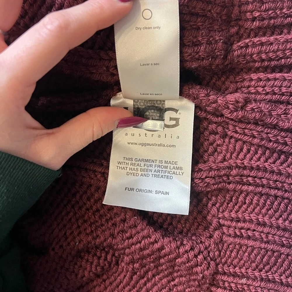 UGG Australia Lamb Trim & Merino Wool Cable Knit Hooded Cardigan - Picture 5 of 11